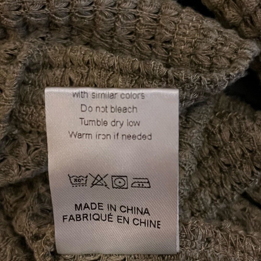 Boho Oversized Textured Comfy Waffle Knit Sweater, Sz S, Army Green (brand unav) - Picture 5 of 5